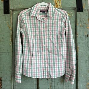 Vineyard Vines Green & Pink Button Down Collard Dress Shirt Women’s Size 4